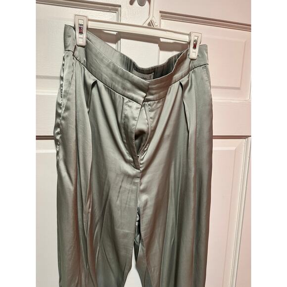 Abercrombie and Fitch Satin Tailored Wide Leg Pant Sage Size 33 Long - Picture 3 of 10